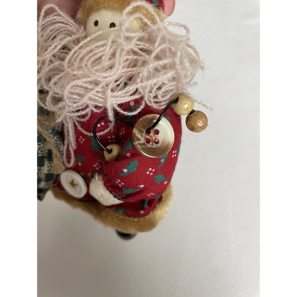 Vintage Primitive Country Santa Christmas Ornament Buttons Yarn Beard Twine - Picture 7 of 11